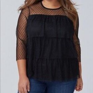 LB black tiered blouse